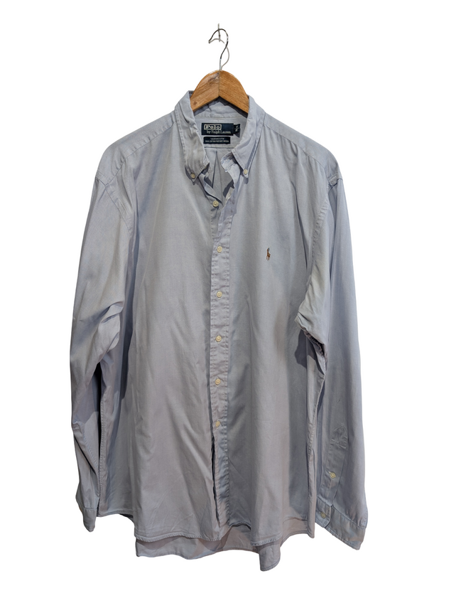 Chemise Polo Ralph Lauren bleue ciel logo marron taille XL #2517
