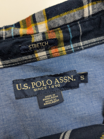 Chemise Flanelle Stretch US POLO ASSN S Coton Tartan Bleu Vert Casual |280S