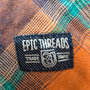 Chemise Epic Threads XL Junior carreaux orange bleu coton double épaisseur