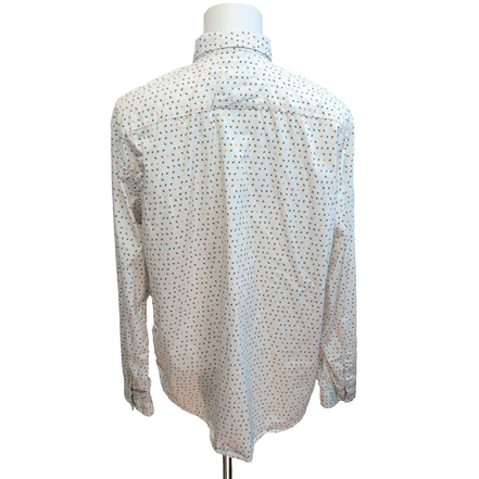 Chemise Tom Tailor XXL Blanche Motifs Géométriques Regular Fit manches longues