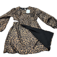 Robe Emilie.K Diane M Manches Longues Léopard Noir Doré Neuve Étiquette
