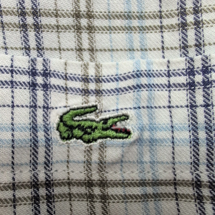 Chemise Lacoste XL 44 Made in France Carreaux Bleu Logo Poche manches longues