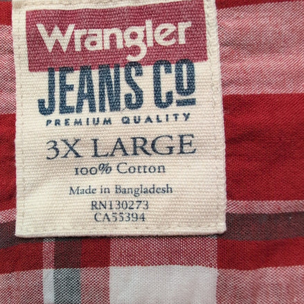 Chemise Wrangler Rouge et Blanche à Carreaux 100% Coton Taille 3XL