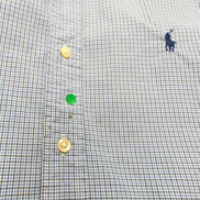 Chemise Ralph Lauren Custom Fit L Bleu Carreaux Logo Bleu manches longues