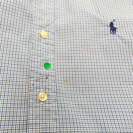 Chemise Ralph Lauren Custom Fit L Bleu Carreaux Logo Bleu manches longues