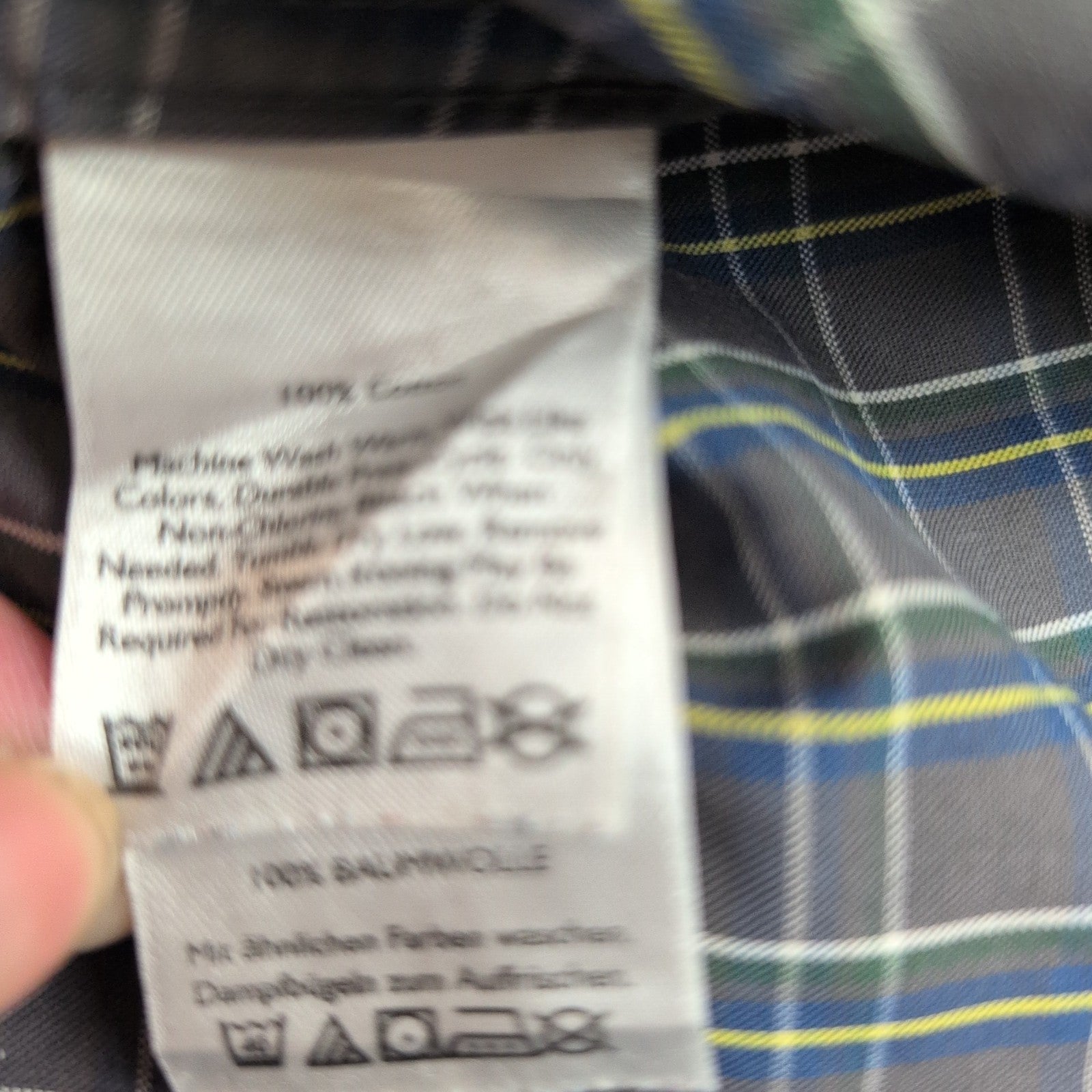 Chemise Eddie Bauer L Col Mao Gris foncé Carreaux Manches courtes Classic Fit