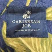 Chemise Hawaïenne Caribbean Joe L Bleu Floral Coton Rayonne Vintage