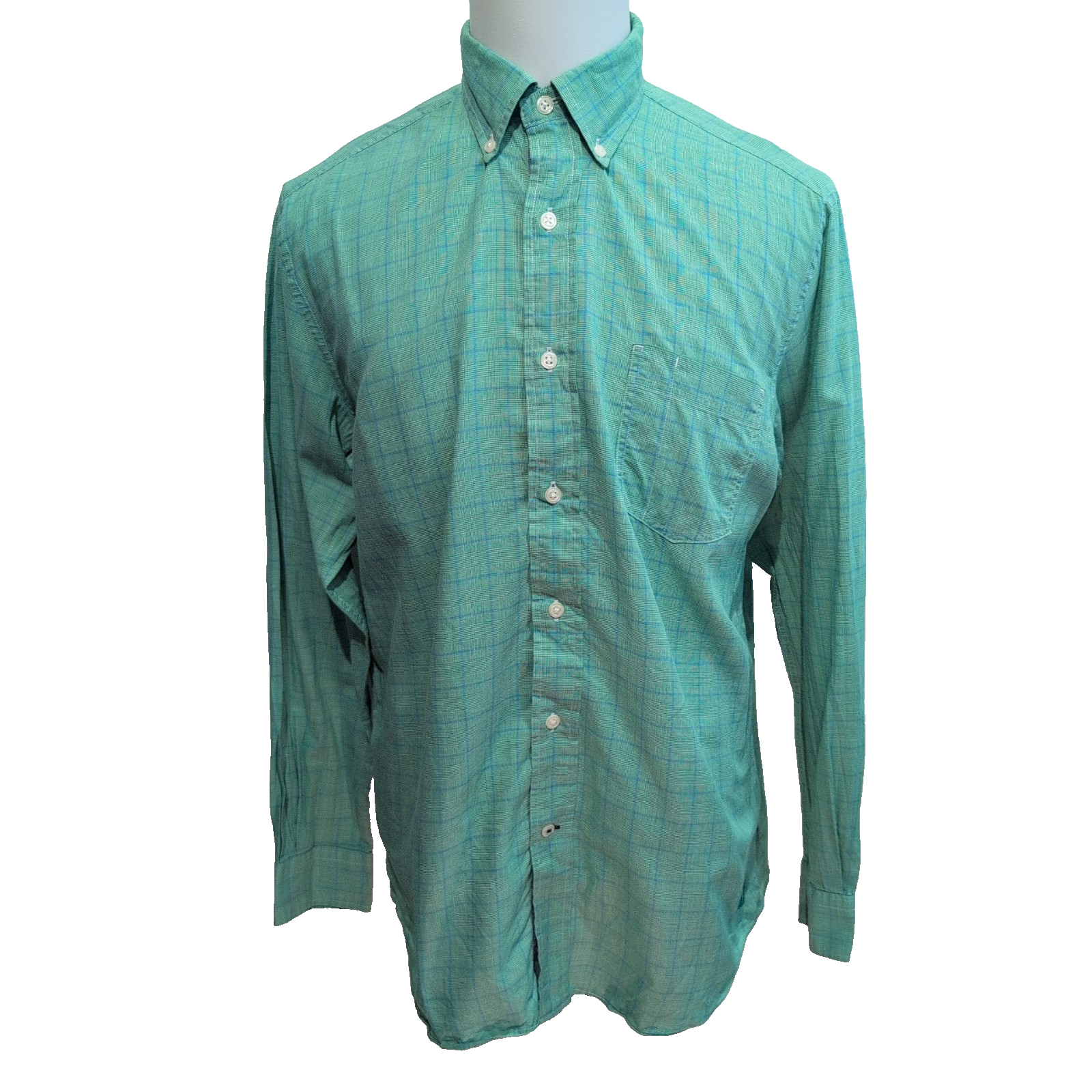 Chemise Nautica M Vert Carreaux 100% Coton Poche Logo Brodé Homme