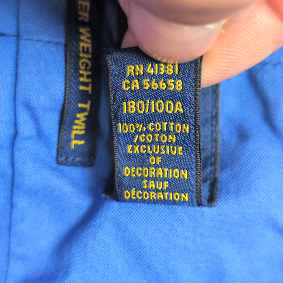 Chemise Ralph Lauren L Bleu 100% Coton Logo Jaune manches longues
