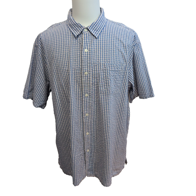 Chemise L.L. BEAN Homme XXL Bleu Blanc Rouge à Carreaux Manches Courtes Poche
