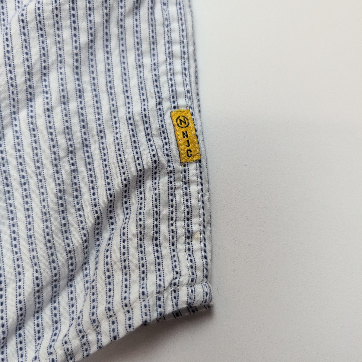 Chemise Nautica Jeans Co XL Bleu Rayures Manches courtes Poche Logo Brodé