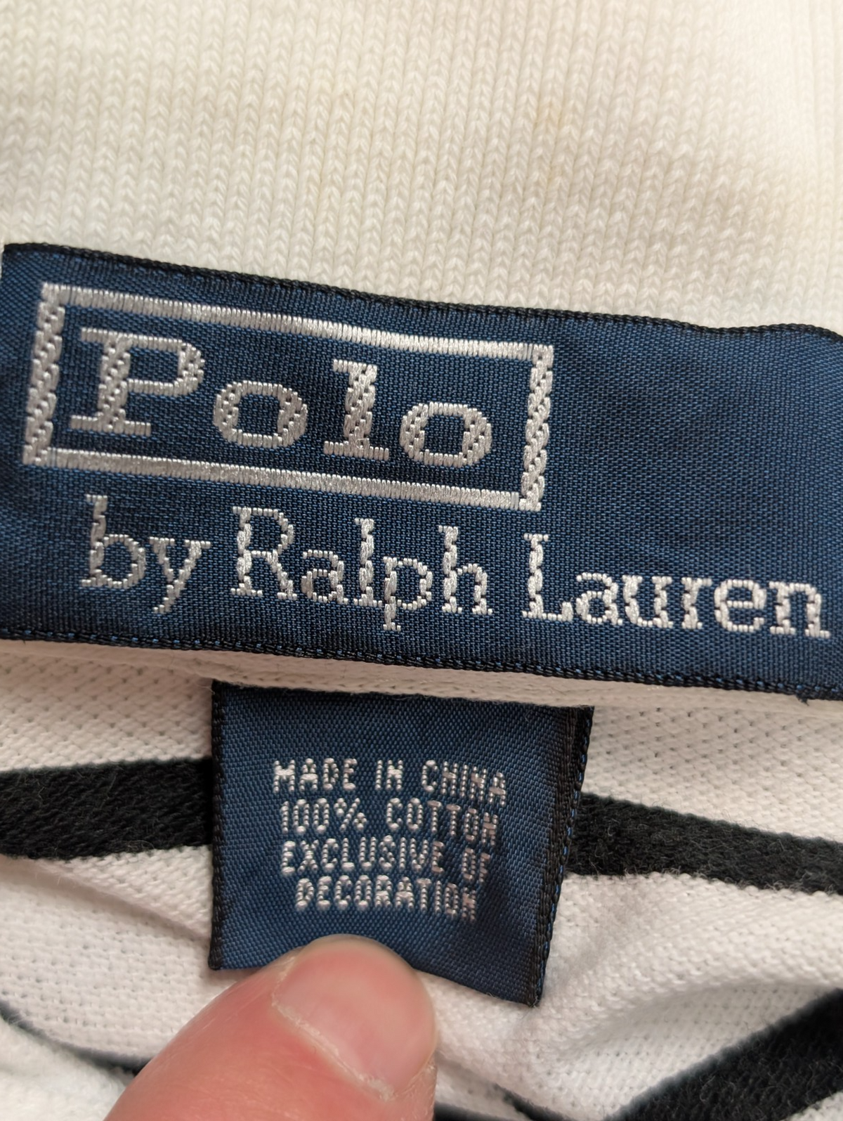 Polo manches courtes Polo Ralph Lauren rayures noir blanc coton XL