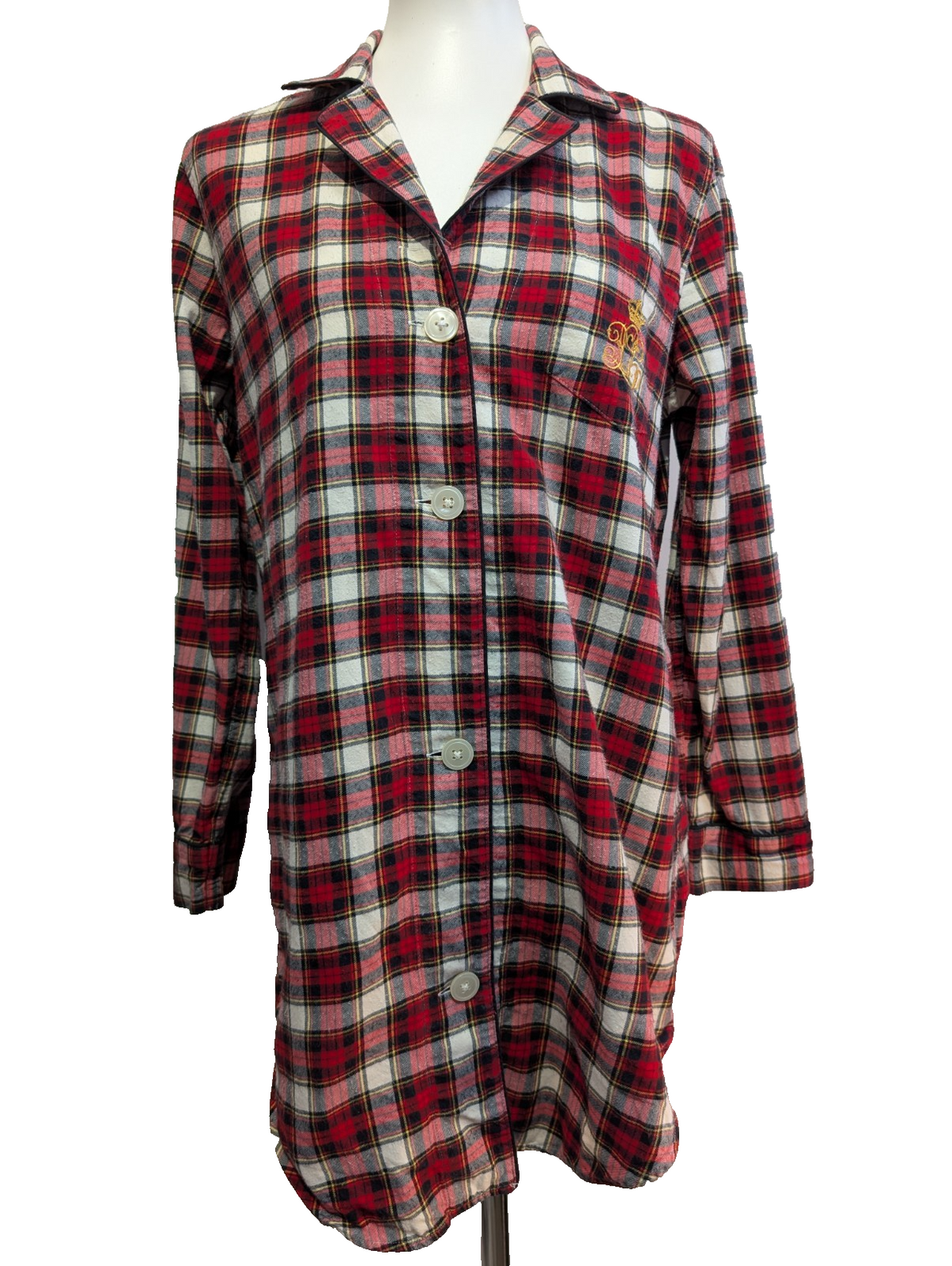 Chemise de Pyjama Femme Lauren Ralph Lauren S Flanelle Rouge Carreaux Shirt