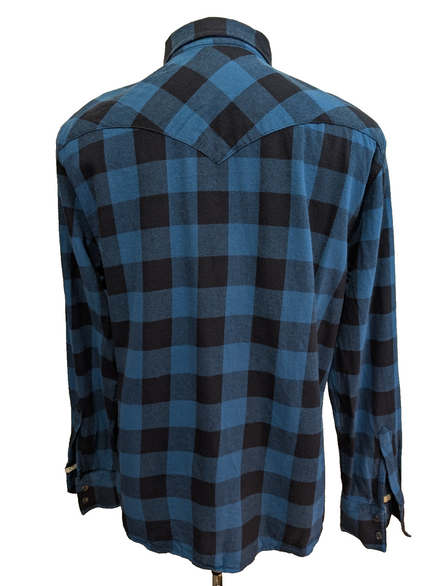 Chemise LEVI'S Western Flanelle Carreaux Bleu & Noir Manches Longues - Taille L