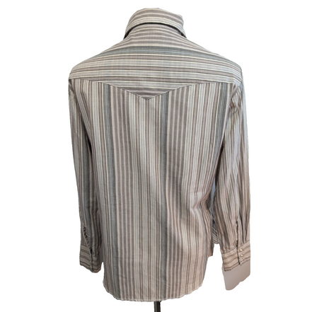 Chemise Wrangler Western Manches Longues à Rayures Crème et Poches Taille M