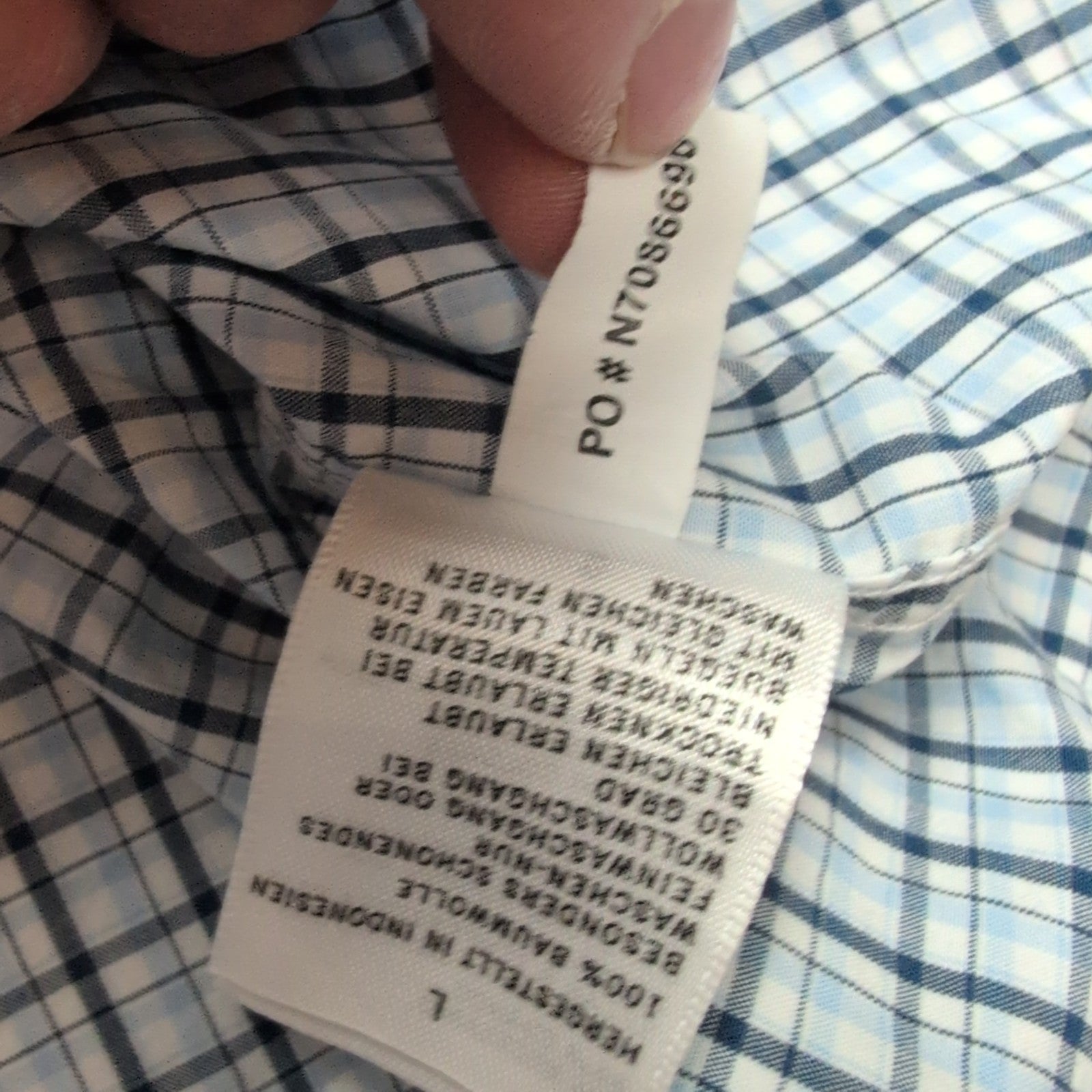 Chemise Nautica L Bleu Carreaux 100% Coton Logo Manches Courtes