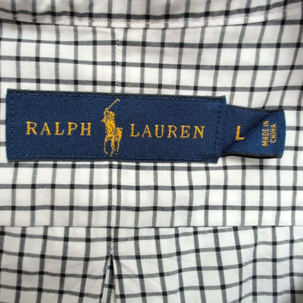 Chemise Ralph Lauren Taille L Carreaux Noir Blanc 100% Coton Logo Noir