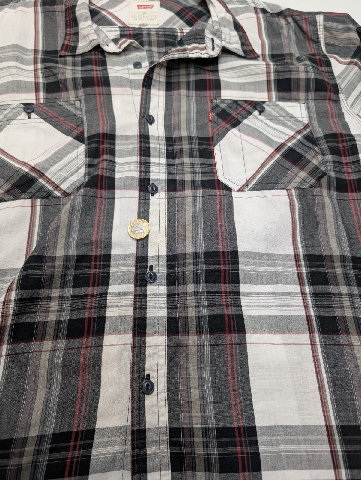 CHEMISE LEVI'S Carreaux Noir Rouge Blanc XXL Homme Coton Sportswear