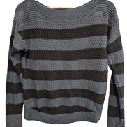 Pull Lauren Ralph Lauren femme S gris noir rayures grosse maille coton