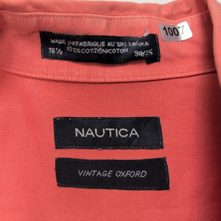 Nautica Chemise Vintage Oxford Rouge Pâle Manches Longues Homme Taille L XL