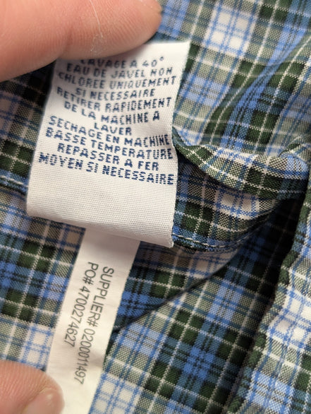 CHEMISE Ralph Lauren Homme L/XL CLASSIC FIT Bleu Vert Carreaux Logo Bleu