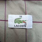 Chemise Lacoste 39 Kaki Clair Carreaux Bordeaux Poche manches longues