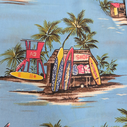 Chemise Hawaïenne M Bleu Surf Voitures Palmiers Polyester manches courtes