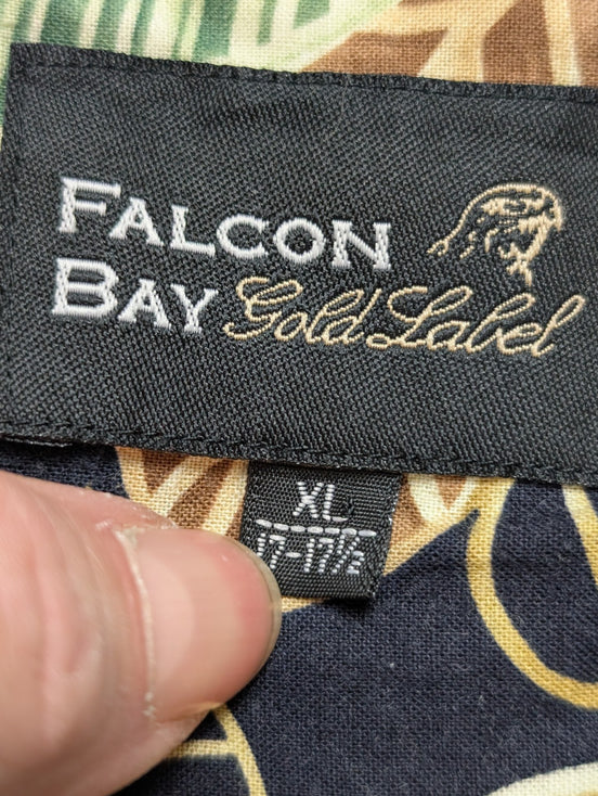 Chemise Hawaïenne Falcon Bay Gold Label Coton Noir & Beige - Taille XL