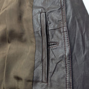 Veste Seal boutonnée cuir marron mi-longue vintage taille M #8c