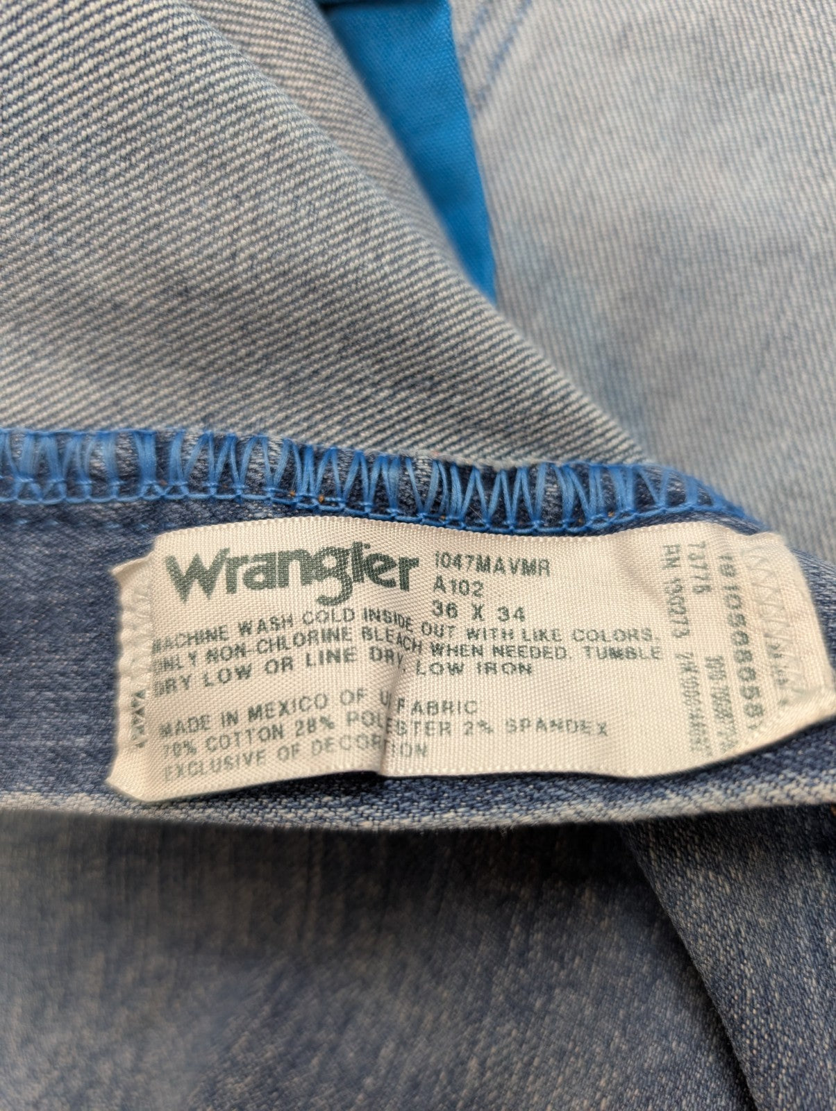 Jean Wrangler A102 Vintage Regular Fit Homme W36 L34 Bleu Denim Classic Straight