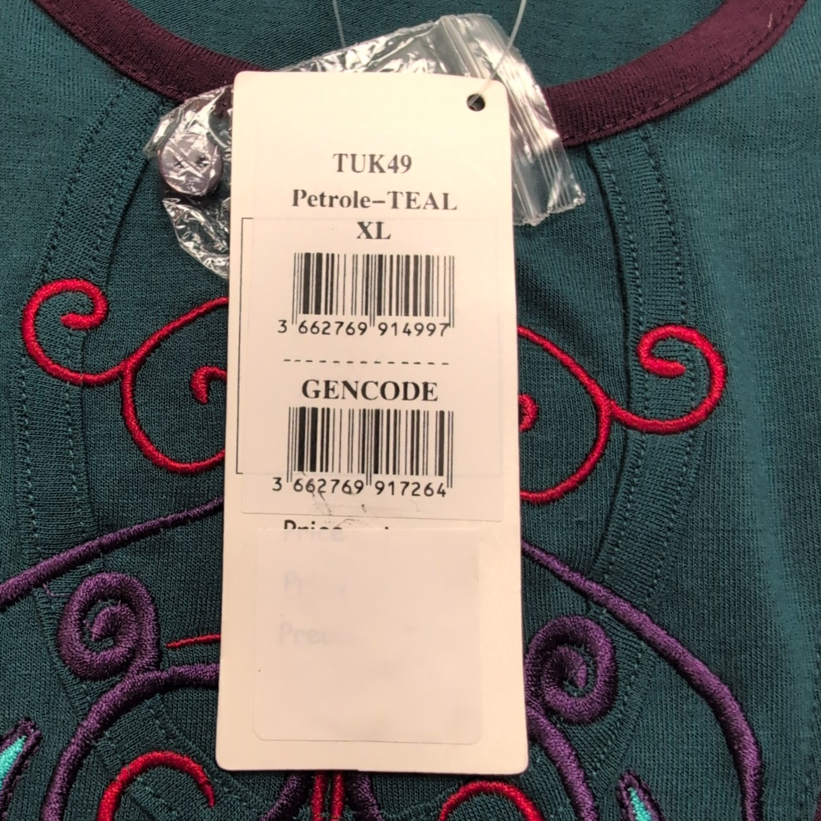 Robe Kéawa XL Verte Bordeaux Manches Longues Brodée Neuve Étiquette