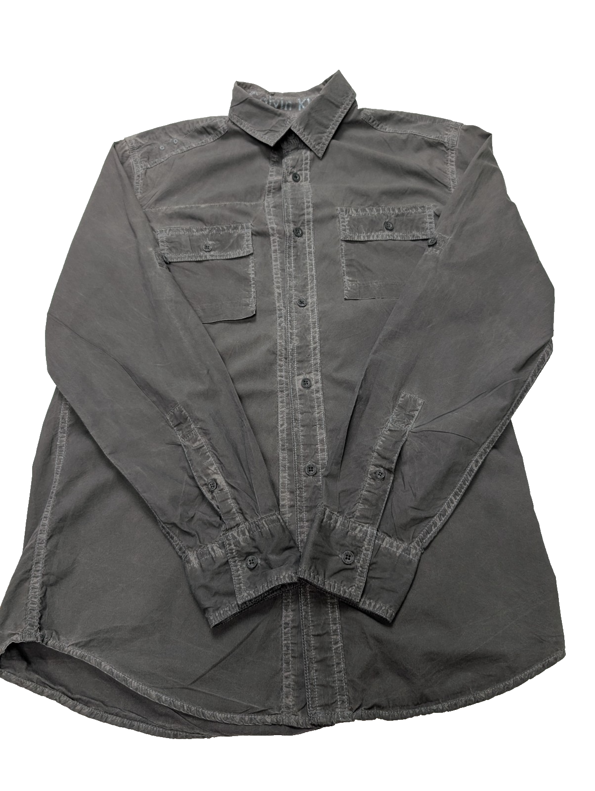 Chemise Calvin Klein gris foncé effet patiné taille S manches longues homme