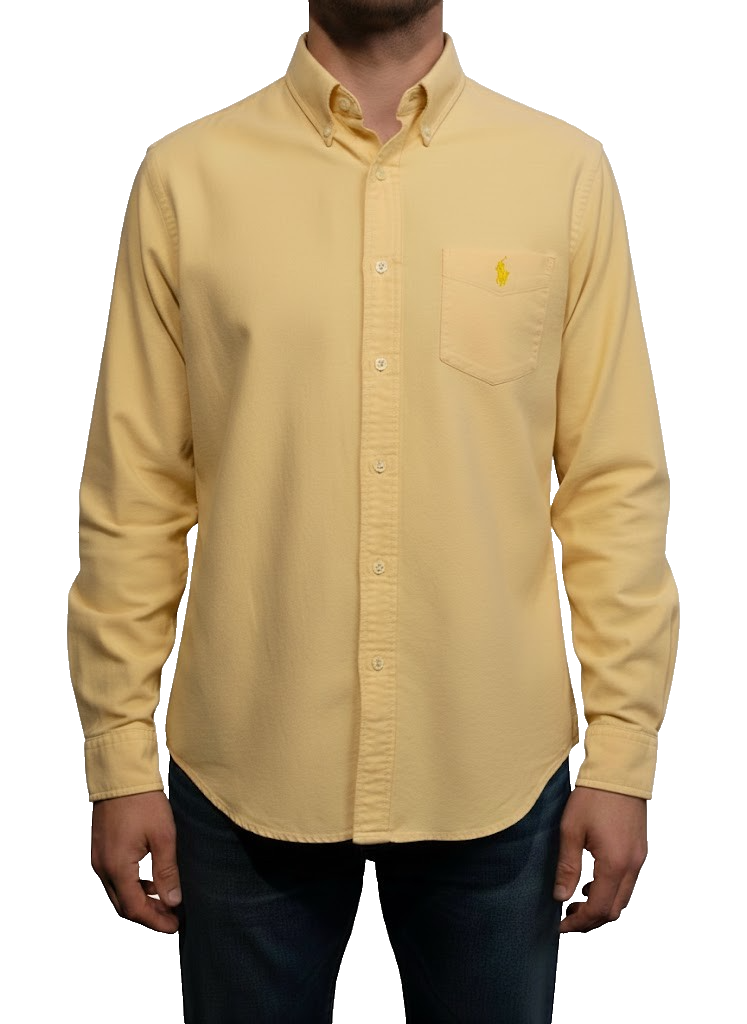 Chemise Ralph Lauren jaune uni logo jaune avec poche taille L #2104