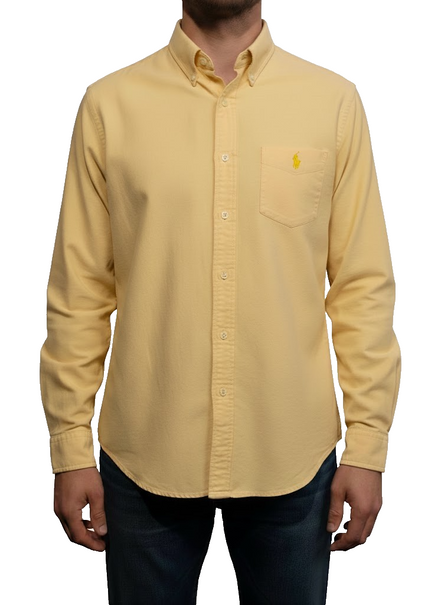 Chemise Ralph Lauren jaune uni logo jaune avec poche taille L #2104