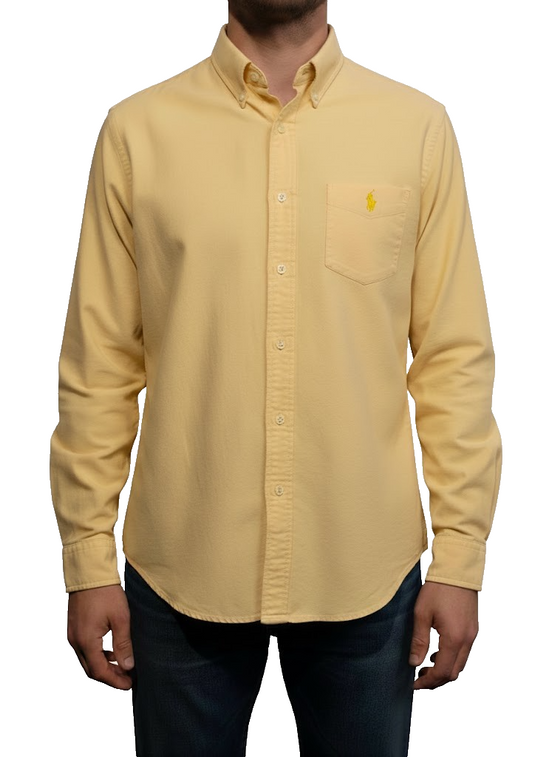 Chemise Ralph Lauren jaune uni logo jaune avec poche taille L #2104