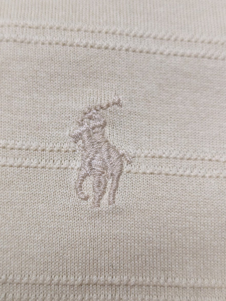 Polo manches courtes Polo Ralph Lauren XXL beige crème rayures coton Pima