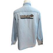 Chemise Harley Davidson Jean Bleu Clair L 100% Coton 2 Poches Texas HD
