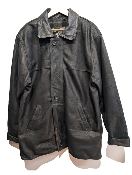 Manteau cuir noir mi-long Isik Leder taille XXL #9c