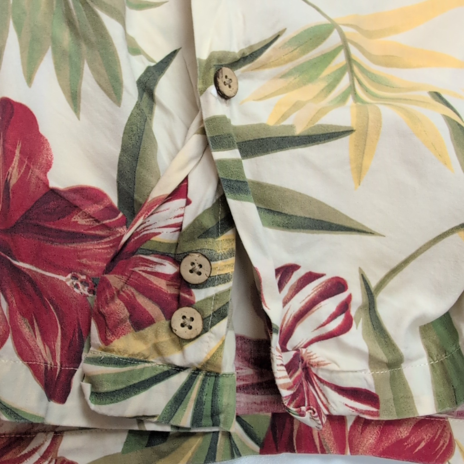 Chemise Hawaïenne Panttana Hawaii Coton Viscose Blanc Floral M