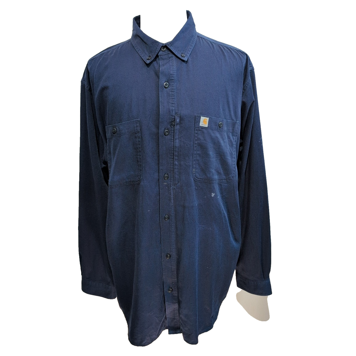 Chemise Carhartt 2XL Tall Relaxed Fit Bleu Marine 2 Poches Zip manches courtes