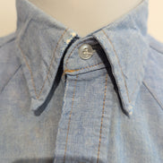 Chemise Wrangler Edge Western M Bleu Jean Coton Boutons Pression Usée