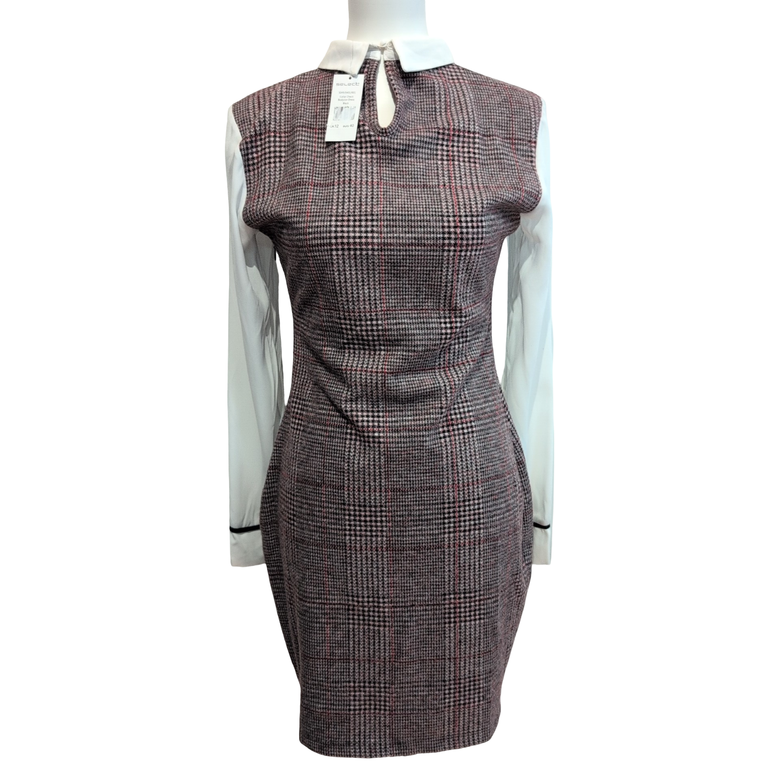 Robe Select 40 Pied-de-Poule Manches Longues Neuve Étiquette