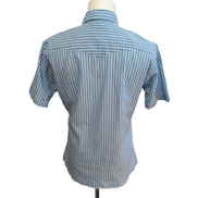 Chemise Wrangler Manche Courte Western Bleue Rayures Taille M Deux Poches