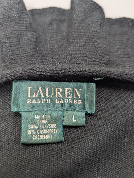 Pull femme LAUREN Ralph Lauren noir cachemire soie col à volants T. L élégant