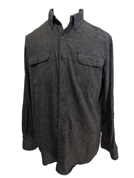 🧥 Chemise CHAPS Flanelle Coudières Gris Anthracite L |294S