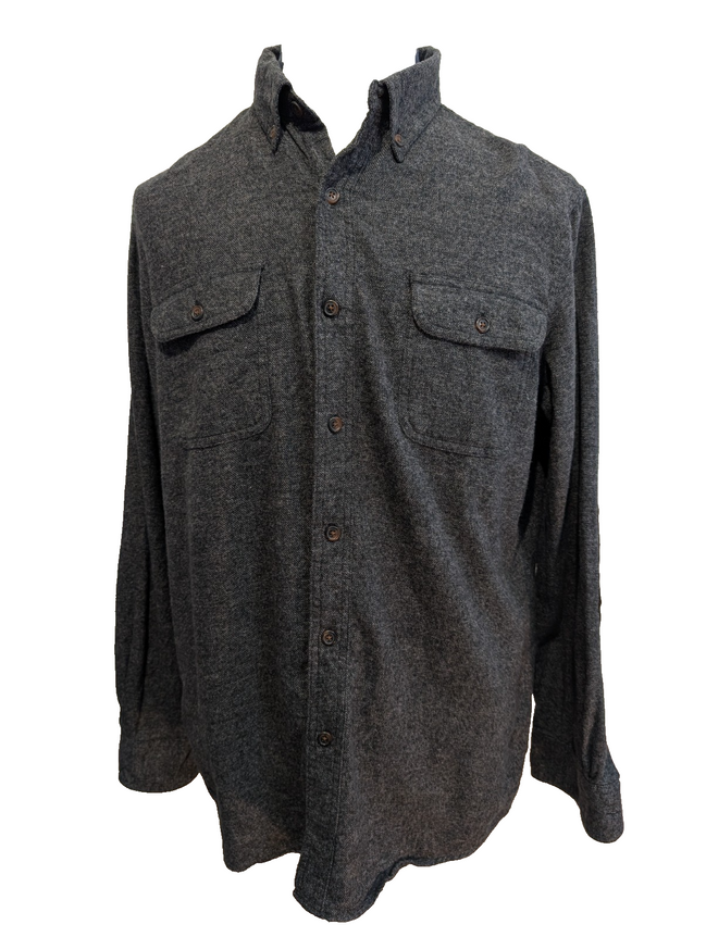 🧥 Chemise CHAPS Flanelle Coudières Gris Anthracite L |294S
