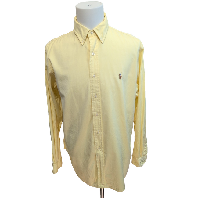 Chemise Ralph Lauren Classic Fit L XL Jaune Logo Premium Marron manches longues