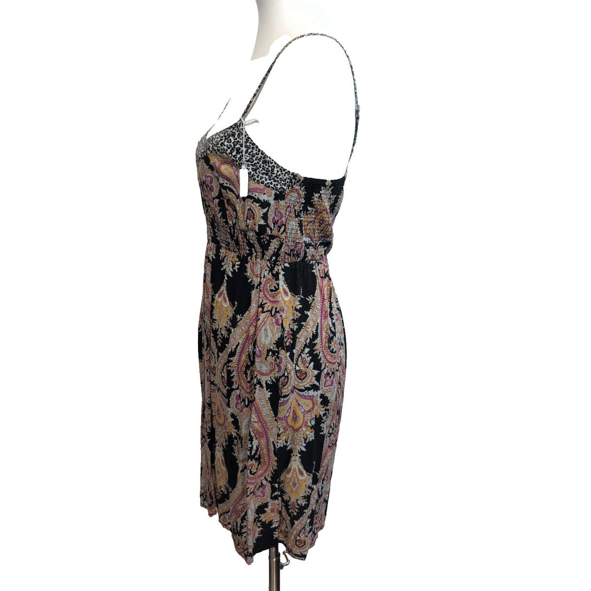 Robe d'été Femme Noir Motif Paisley Rayonne Bretelles Réglables M/L