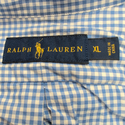 Chemise Ralph Lauren XL Bleu Ciel Petits Carreaux Logo Rose Button Down Shirt