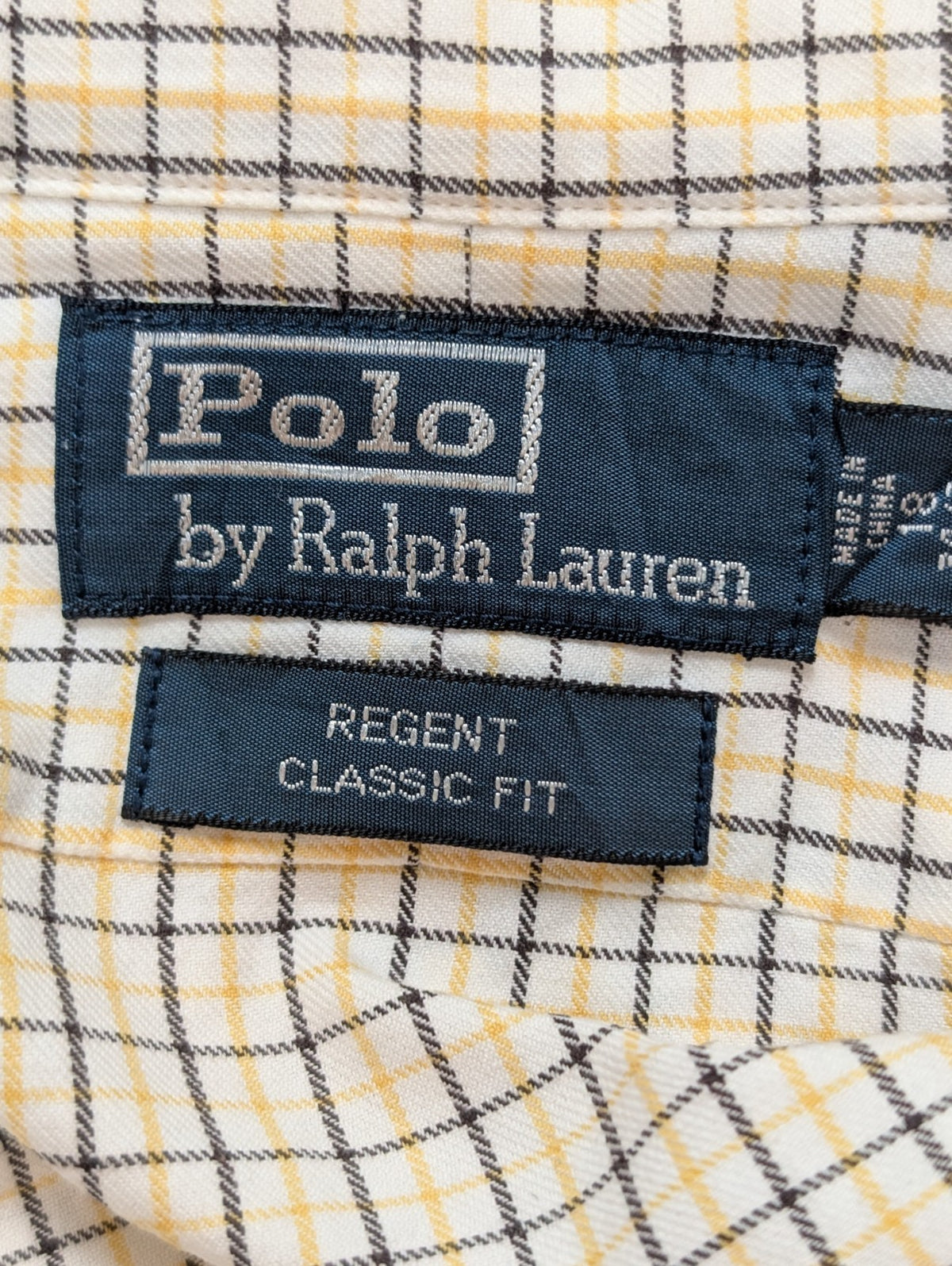 Chemise Polo Ralph Lauren Shirt XXL Carreaux Jaune Noir Col Classique Sans Logo